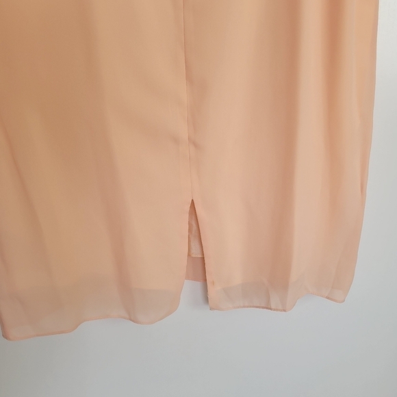 Vntg 1960s Le Art Embellished Neckline Sleeveless Midi Chiffon Shift Dress Sz 16 - Picture 10 of 17